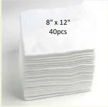 Disposable Face Tissues, 40pcs, 60GSM, Size 8" x 12"