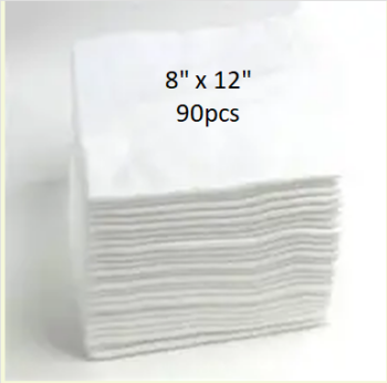 Disposable Face Tissues, 90pcs, 60GSM, Size 8" x 12"