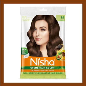 Nisha Crème Hair Colour Pouch Dark Brown 25 G